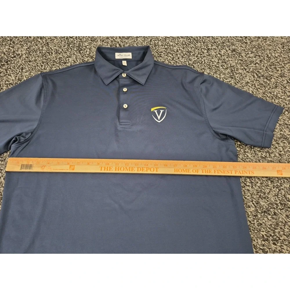 Peter Millar Summer Comfort Polo Shirt Mens Large Blue Golf Performance‎ Stretch
